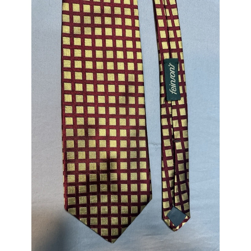 Barbara Blank Gold/Garnet Geometric Silk Neck Tie